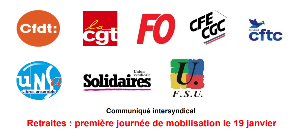 Retraites : première journée de mobilisation le 19 janvier